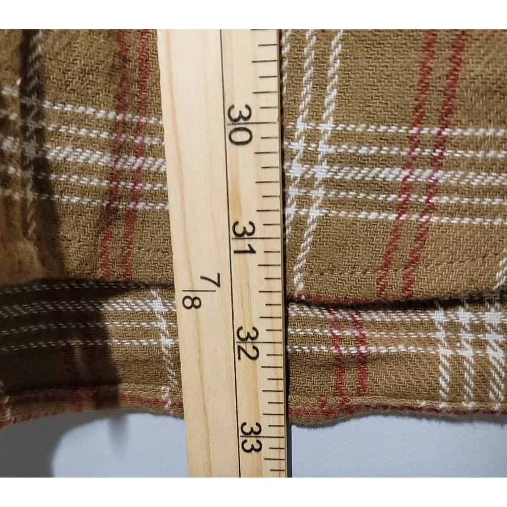 Wolverine Mens Large Button Down Shirt  Brown Plaid Long Sleeve Cotton‎ Flannel